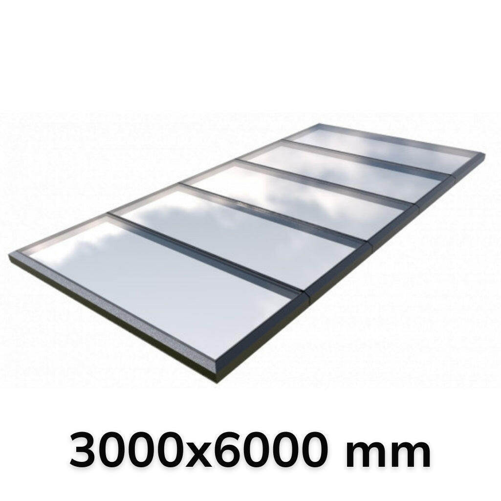 3000 x 6000 mm Fixed Glass Link Modular Skylight (5 Fixed 0 Opening).