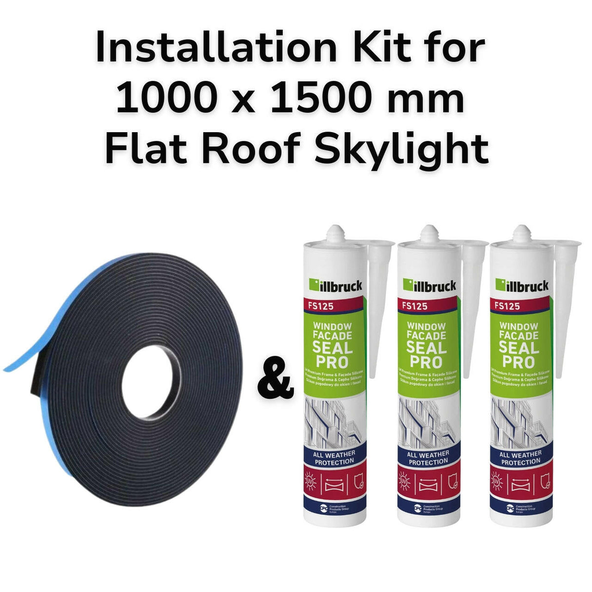 1000 x 1500 mm Flat Roof Skylight Installation Kit.