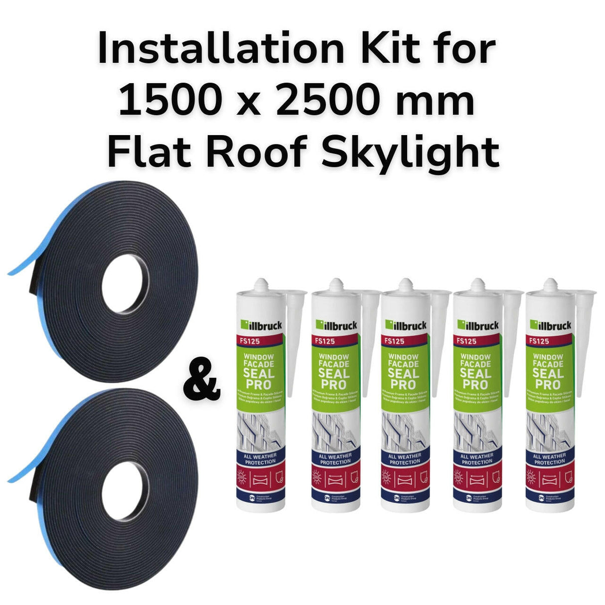 1500 x 2500 mm Flat Roof Skylight Installation Kit.