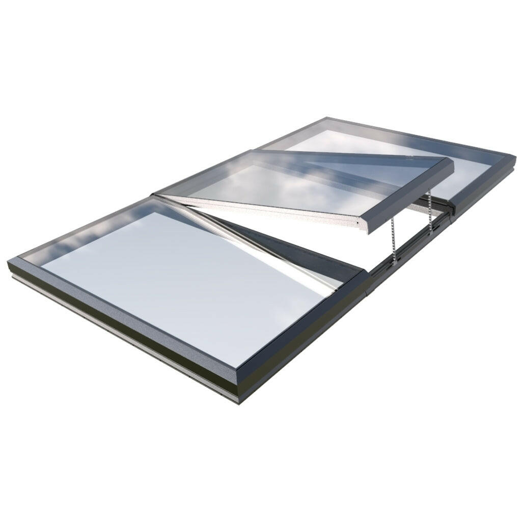 2500 x 4500 mm Electric Opening Glass Link Modular Skylight (2 Fixed 1 Opening).