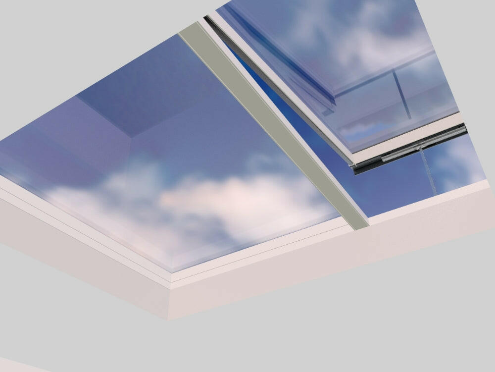 2000 x 2500 mm Electric Opening Glass Link Modular Skylight (1 Fixed 1 Opening).