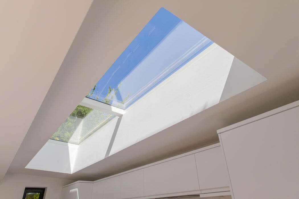 1000 x 6000 mm Electric Opening Glass Link Modular Skylight (1 Fixed 1 Opening).
