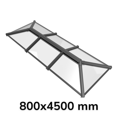 800 x 4500 mm Stratus Aluminium Roof Lantern Style 3 (Traditional).