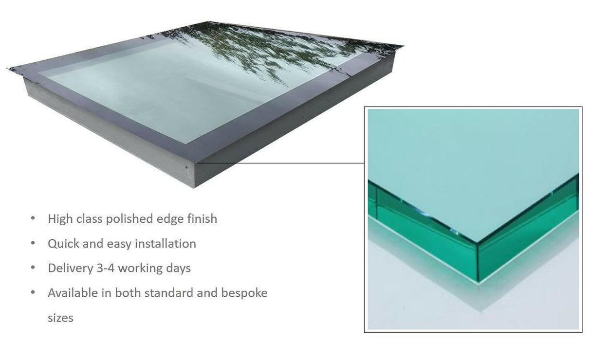 500 x 500 mm LD Frameless Triple Glazed Flat Roof Skylight.