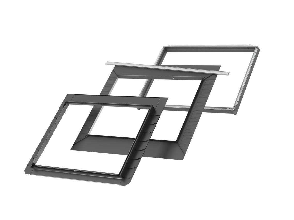 Solin pour ardoise VELUX Pro+ EDLS FFK06 2000 127x118 cm avec isolation | Finition aluminium gris