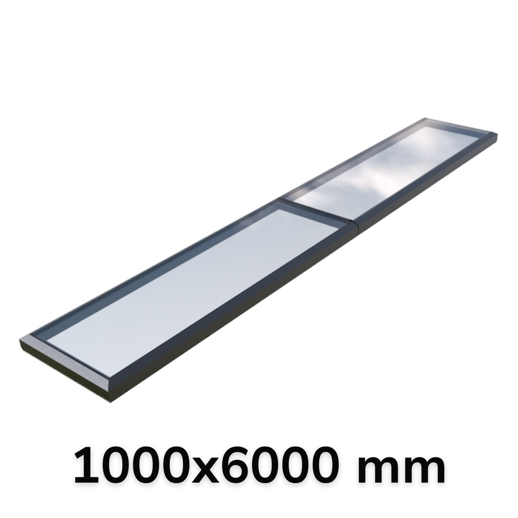 100 x 600 cm Vast modulair daklicht (2 vaste 0 openingen)