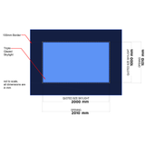 1000 x 2000 mm LD Frameless Triple Glazed Flat Roof Skylight.