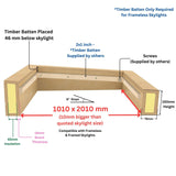 1000 x 2000 mm Insulated Upstand for Flat Roof Skylight.