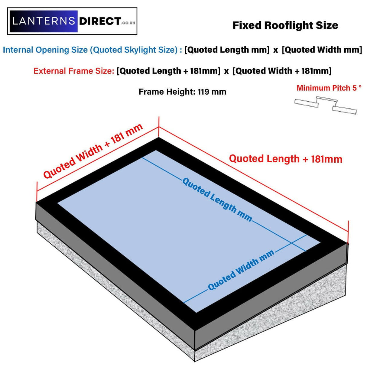 1000 x 1000 mm LD Framed Pitched Roof Skylight.