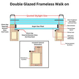 600 x 900 mm Frameless Walk-on Skylight.