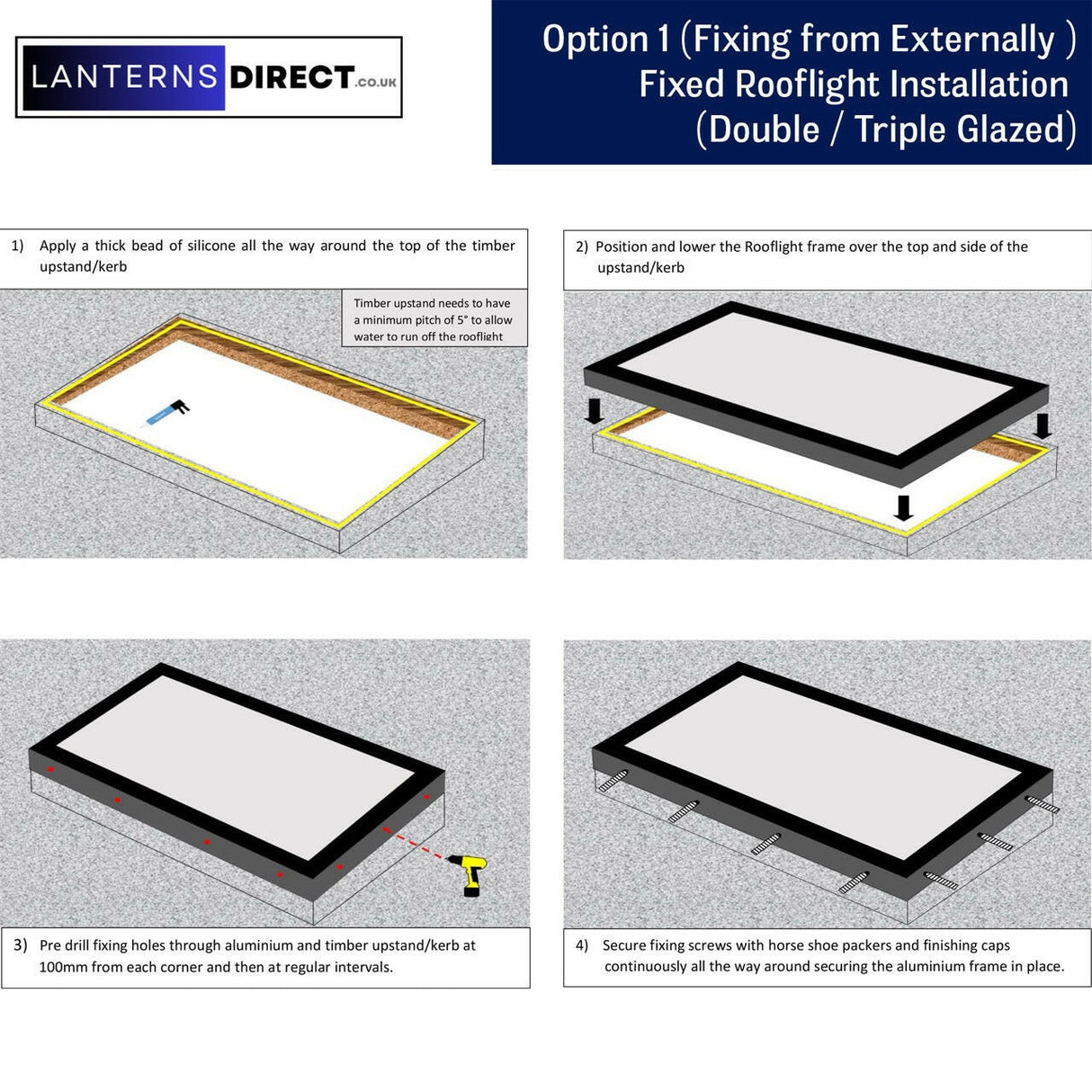 1000 x 1200 mm LD Framed Pitched Roof Skylight.