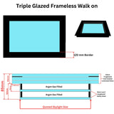 600 x 900 mm Frameless Walk-on Skylight.