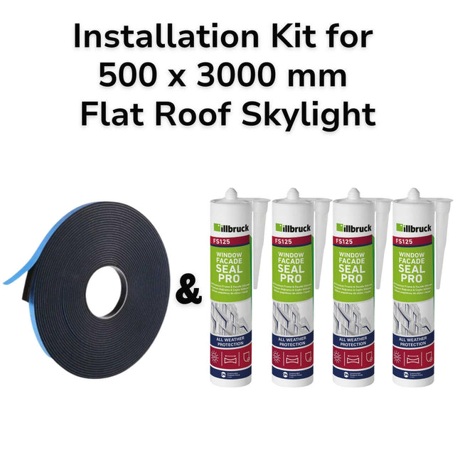 500 x 3000 mm Flat Roof Skylight Installation Kit.