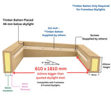600 x 1800 mm Insulated Upstand for Flat Roof Skylight.