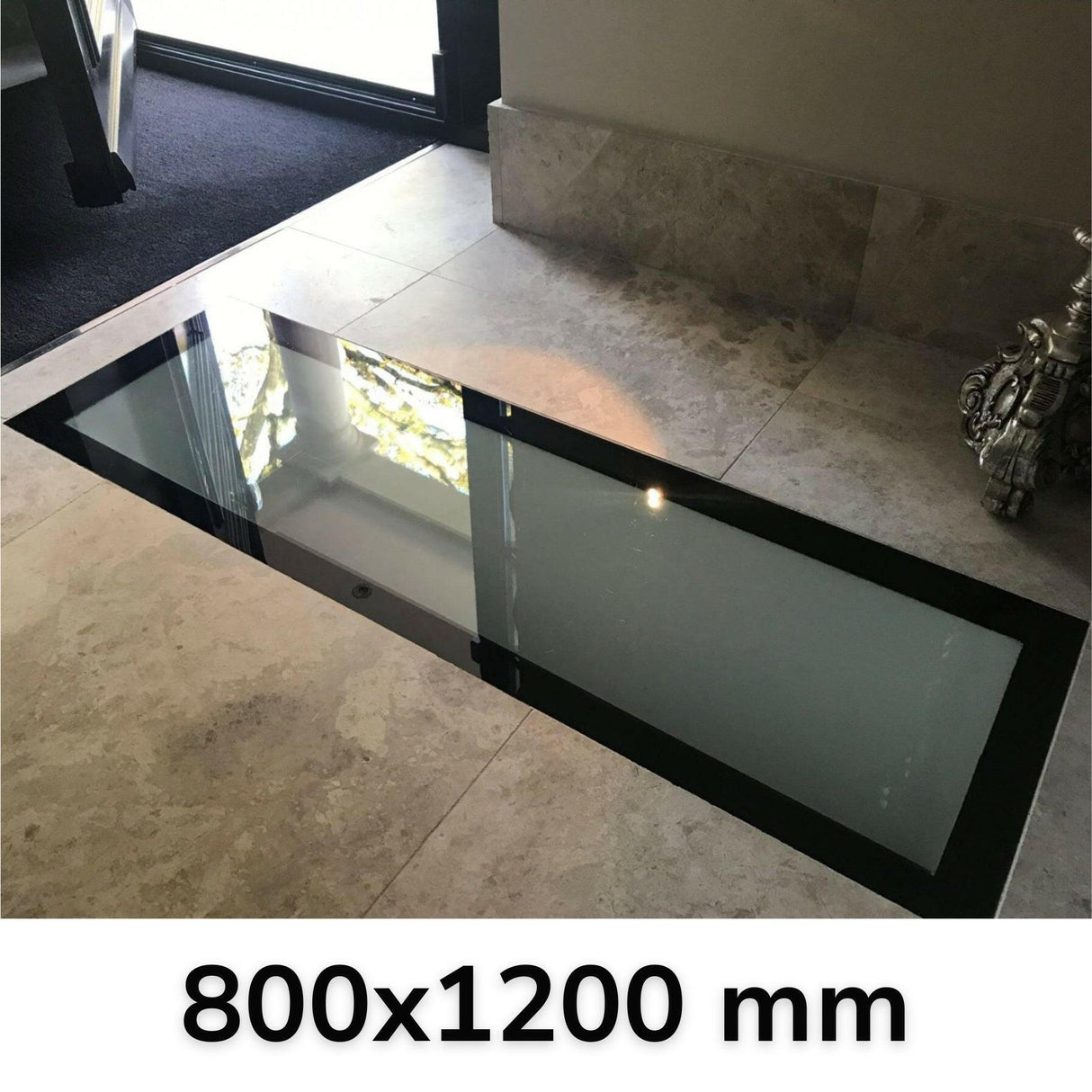 800 x 1200 mm Frameless Walk-on Skylight.