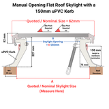 750 x 750 mm Brett Martin Manual Opening Flat Roof Skylight.