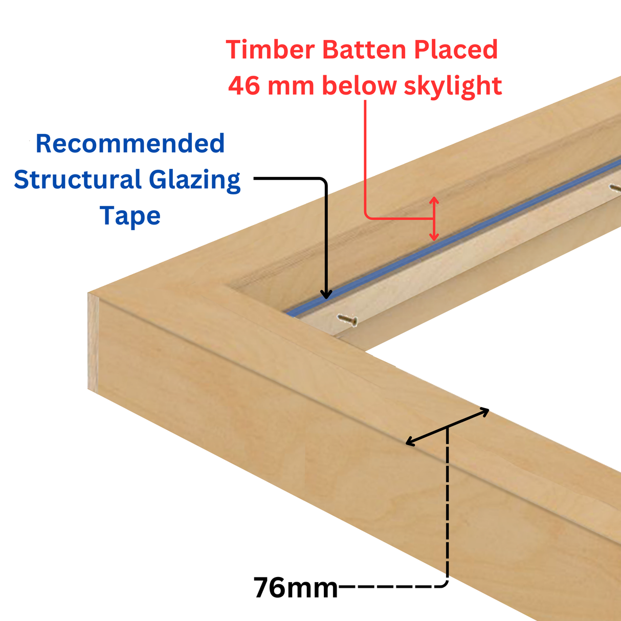 1500 x 2500 mm Insulated Upstand for Pitched Roof Skylight.