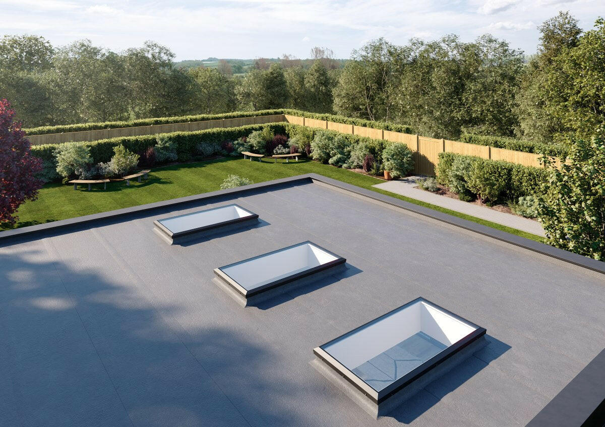 750 x 750 mm Brett Martin Manual Opening Flat Roof Skylight.