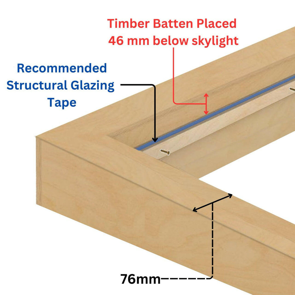 600 x 1800 mm Insulated Upstand for Flat Roof Skylight.