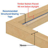 600 x 1800 mm Insulated Upstand for Flat Roof Skylight.